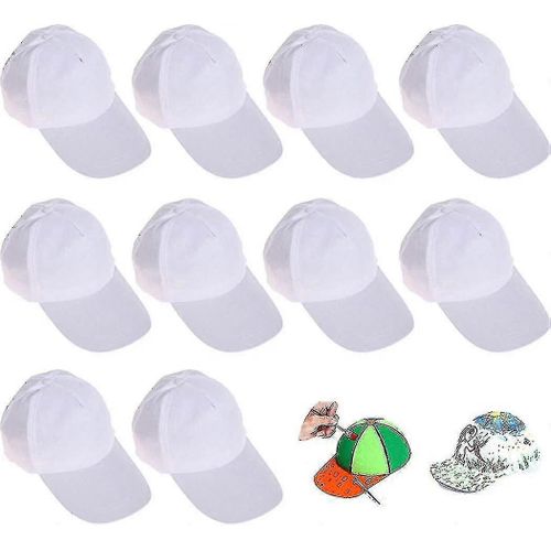 Diy Kids Casquette De Baseball, 10 Pcs White Baseball Caps Enfants Art Painting Hats