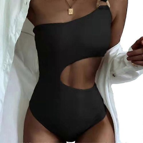 Femmes Maillot De Bain Une Pièce Épaules Inclinées Maillot De Bain Taille Creuse Design Beach Wear Bain Rembourré