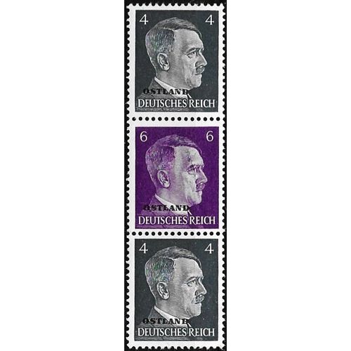 Allemagne, Occupation Des Pays Baltes 1941, Belle Bande 3 Timbres Neufs* Yvert 3 Et 5, Chancelier Hitler 4pf. Gris Bleu Et 6pf. Violet, Surchargés "Ostland".