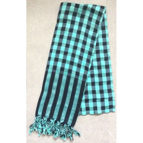 Krama Khmer Traditionnel Vert Echarpe Frange Mixte 100% Coton Tissé Cambodge K4