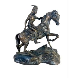 Arnoux Paris indien  d’Amériqueà cheval sculpture bronze 