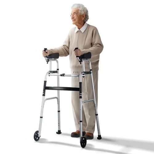 Déambulateur Pliable 2 En 1-Vevor-Charge 204 Kg-Déambulateur Pliable Héglable En Hauteur Avec Roues Solides De 5 Pouces