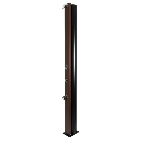 Douche de piscine solaire ULTIMATE 60L avec rince pieds temporisé-Marron-Marron--