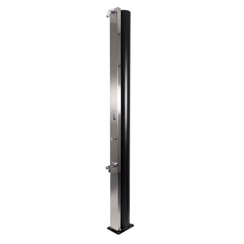 Douche de piscine solaire ULTIMATE 40L avec rince pieds temporisé-Acier inoxydable-Acier inoxydable--