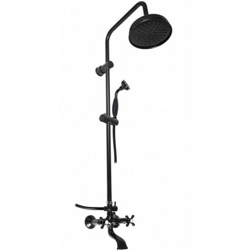 Colonne de douche MORAVA en laiton noir avec douchette 108 cm-Noir-Noir--