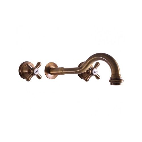 Mélangeur lavabo mural rétro 3 trous MORAVA en laiton bronze--