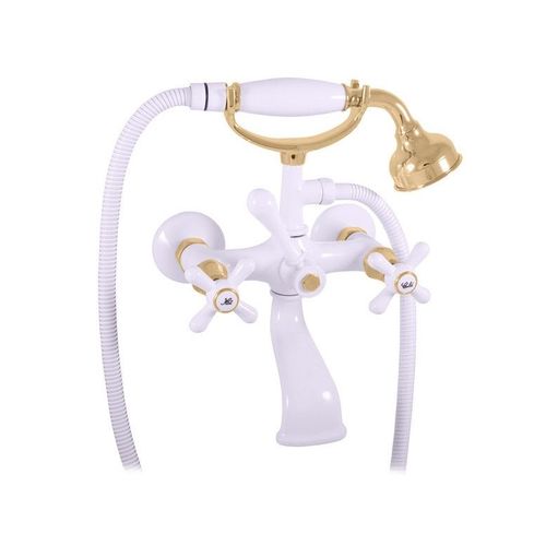 Mélangeur baignoire MORAVA RETRO laiton blanc doré--