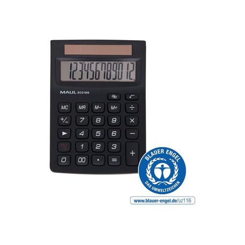Maul ECO 650 - Calculatrice de poche - 12 chiffres - panneau solaire - noir
