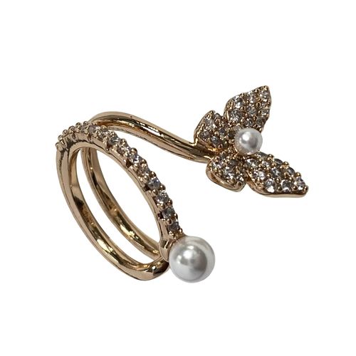 Etoilier Manchette D'oreille En Alliage Avec Zircon Cubique, Ear Cuff Sans Piercing, Design Papillon Élégant Or, Bijou Tendance Pour Tenue Quotidienne Et Soirée