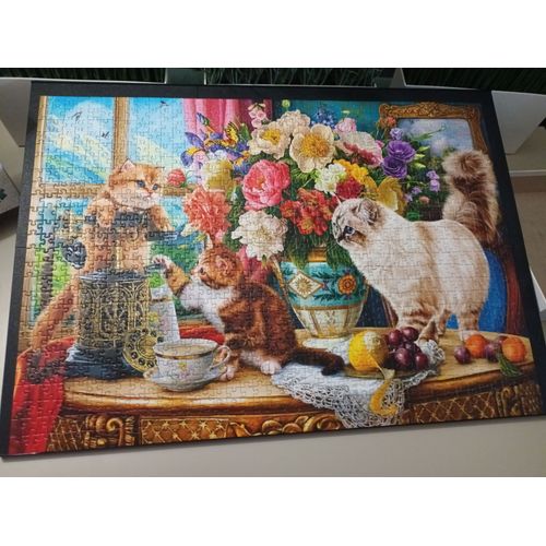 puzzle 1000 pièces Chats de famille près de la fenêtre - KS GAMES