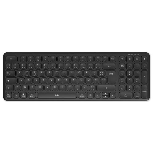 T'nB SLIM PRO - Clavier - rechargeable - 75% - compact - sans fil - Bluetooth, 2.4 GHz - AZERTY - Français - noir