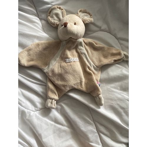 DOUDOU SEMI PLAT SOURIS BEIGE SUCRE D'ORGE 27CM