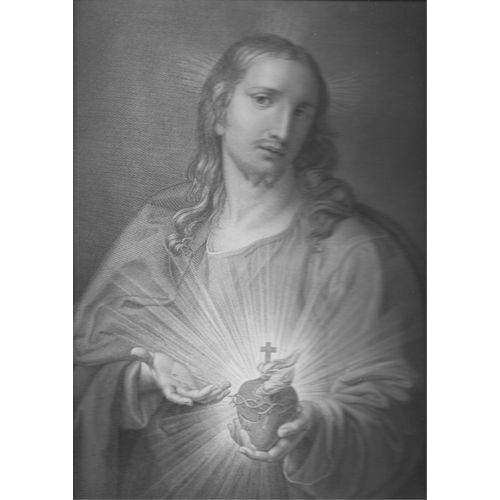 Eau Forte Du Dix Neuvième Siècle Sur Papier De Chine Réalisée Par Michele Torres D¿ Après La Peinture De Pompeo Batoni Sacré C?Ur