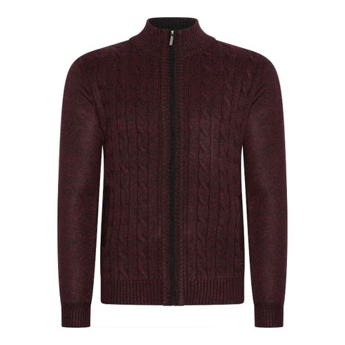 Cappuccino Italia Cable Cardigan Burgundy Rouge
