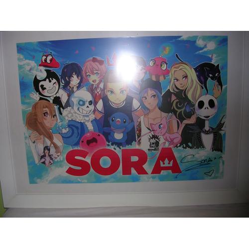 Poster Youtubeur SORA signé + cadre Blanc