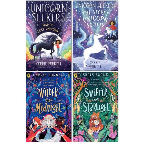 Unicorn Seekers And Wilder Than Midnight Series 4 Books Collection Set By Cerrie Burnell (The Map Of Lost Unicorns, The Secret Unicorn Society, Wilder Than Midnight, Swifter Than Starlight)