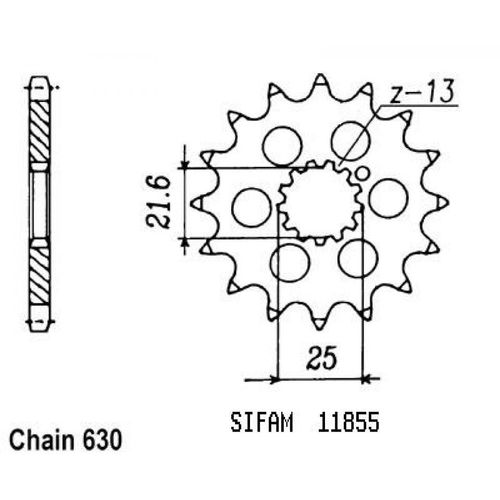 Pignon De Sortie De Boite Sifam Pour Moto Kawasaki 1000 Z H 1974 À 1975 15 Dents Pas 630 Neuf