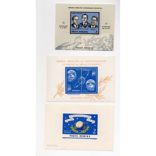 Roumanie- Lot 3 Blocs Feuillets Neufs- Espace
