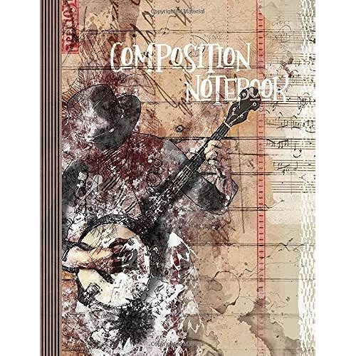 Composition Notebook: Mandolin Banjo Ukulele Music 4-String Chord Sheet Tablature Staff Manuscript Notation Book 8.5x11 - Large Blank 8 Staves Tab Sheet Musician Paper Journal - Vintage Retro Grunge C