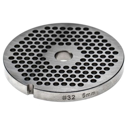 vhbw Grille taille 32 compatible avec Caso hachoir à viande - Diamètre des trous 5mm, trou central 13,4mm, acier inoxydable