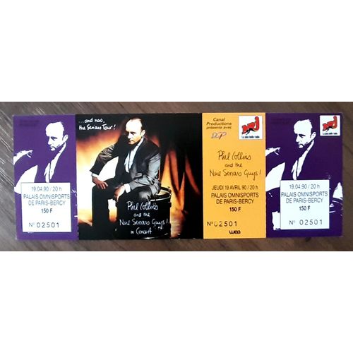 Ticket Billet Unused Place Concert Phil Collins 1990 Paris Genesis