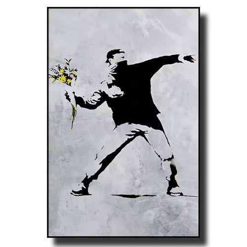 Toile Banksy 55x80 - texture canvas (sans cadre) REF27