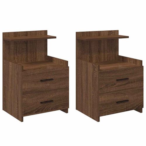 Vidaxl Tables De Chevet2 Pièces Avec 2 Tiroirs Chêne Brun 40 X 36,5 X 62 Cm