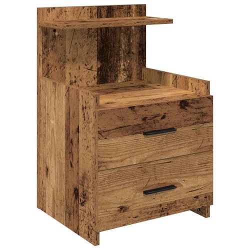 Vidaxl Table De Chevetavec 2 Tiroirs En Bois Ancien 40 X 36,5 X 62 Cm