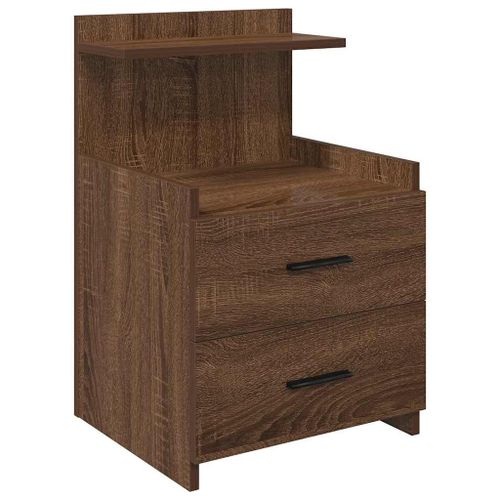 Vidaxl Table De Chevetavec 2 Tiroirs Chêne Brun 40 X 36,5 X 62 Cm