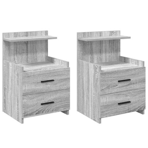 Vidaxl Tables De Chevet2 Pièces Avec 2 Tiroirs Gris Sonoma 40 X 36,5 X 62 Cm