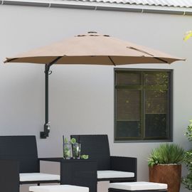 Vidaxl Parasol De Patio Taupe Polyester Grand Pliable Rond Moderne