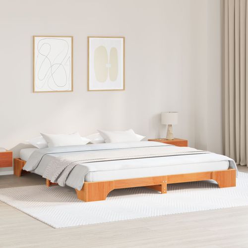 Vidaxl Cadre De Lit Marron Ciré Bois De Pin Massif 180 X 200 Cm