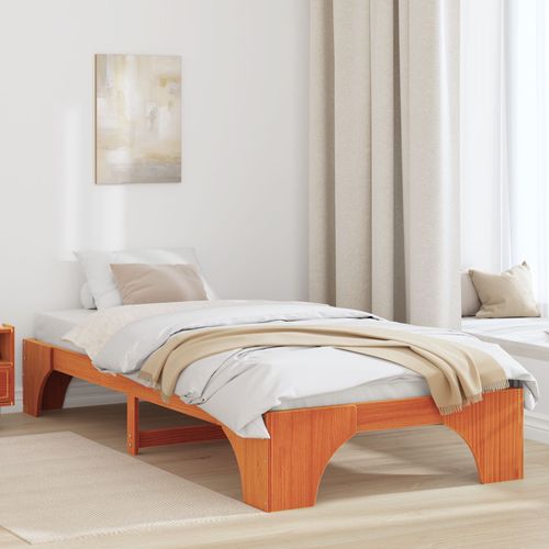 Vidaxl Cadre De Lit Marron Ciré Bois De Pin Massif 100 X 200 Cm Durable