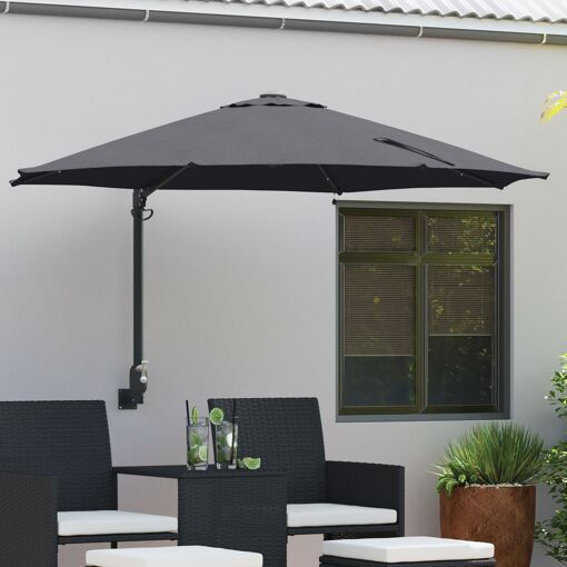 vidaXL Parasol de Jardin Mural avec LEDs Antracite 248 cm