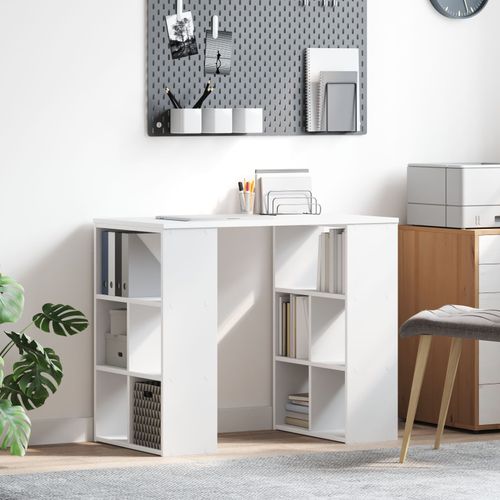 Vidaxl Bureau D'angle Blanc Blanc Mdf Moyen Rangement