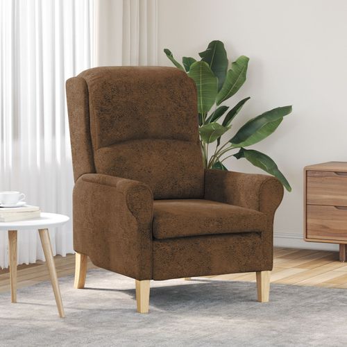 Vidaxl Fauteuil Moderne Marron Tissu, Bois Standard Ergonomique