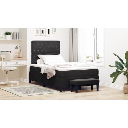 Vidaxl Lit À Ressort Avec Matelas Et Banc Noir 120x190 Cm Velours