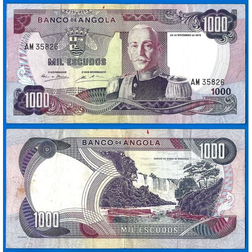 Angola 1000 Escudos 1972 Carmona Afrique Escudo Billet
