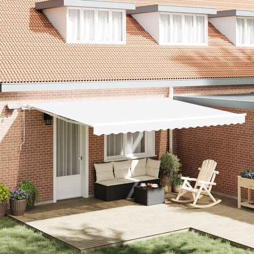 Vidaxl Store Rétractable Manuel Avec Led Blanc 450x300 Cm, Vidaxl Tissu De Remplacement Pour Store 4.5x3 M Blanc