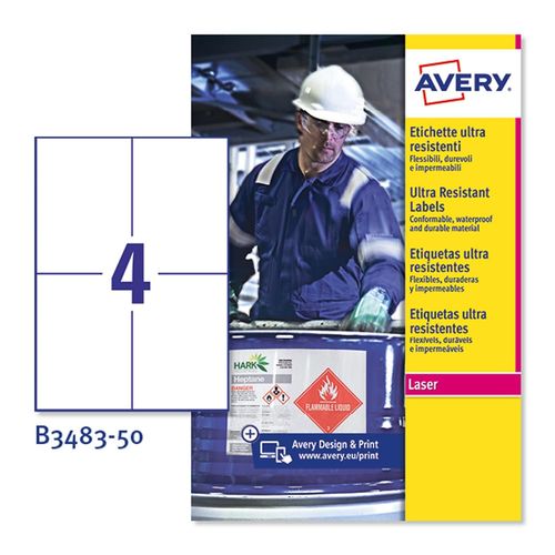 Avery Lot De 10 Btes 200 Étiquettes Ultra-Résistantes En Polyéthylène Étirable 105x148 Mm