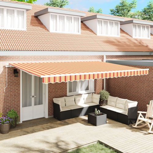 Vidaxl Auvent Rétractable Manuel En Jaune Et Orange 500x350 Cm
