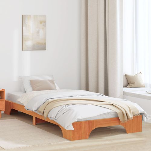 Vidaxl Cadre De Lit Marron Vernis Bois 90 X 200 Cm Simpliste