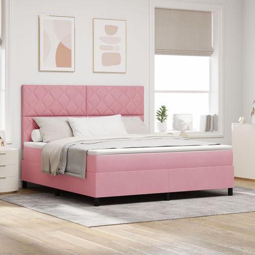 Lit À Ressort Avec Matelas Et Led Rose 180x200 Cm Velours