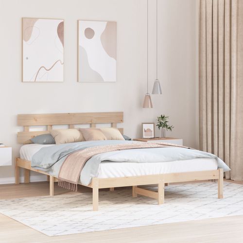 Vidaxl Cadre De Lit Avec Tête De Lit 150x200 Cm Bois De Pin Massif