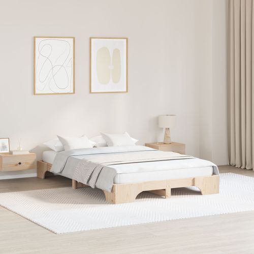 Vidaxl Cadre De Lit Naturel Bois De Pin Massif 120 X 200 Cm Résistant