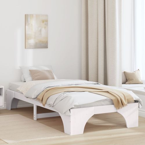 Vidaxl Cadre De Lit Blanc Bois De Pin Massif 80 X 200 Cm