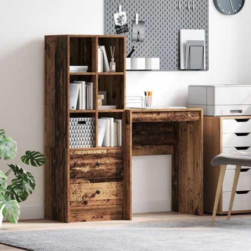 Vidaxl Bureau Avec Rangement Vieux Bois En Bois D'ingénierie
