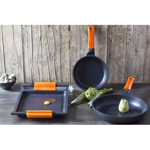 Poêle Grill - Pinti - A281322 - Fonte D'aluminium - Poignée Intérieure Lisse - Orange
