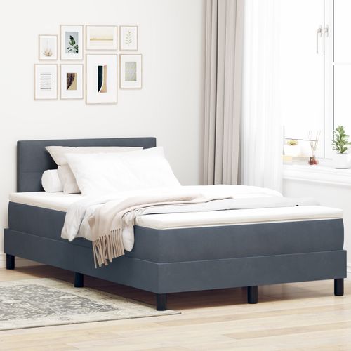 Lit Boxspring Vidaxl Avec Matelas Gris Foncé Petit Double Velours