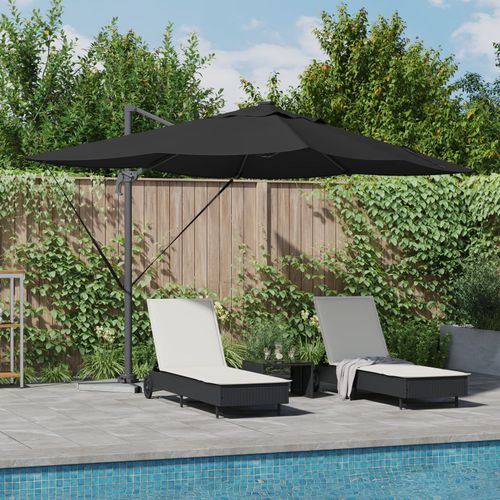 Vidaxl Parasol Déporté Roma Avec Led Noir 352x251x265 Cm Aluminium